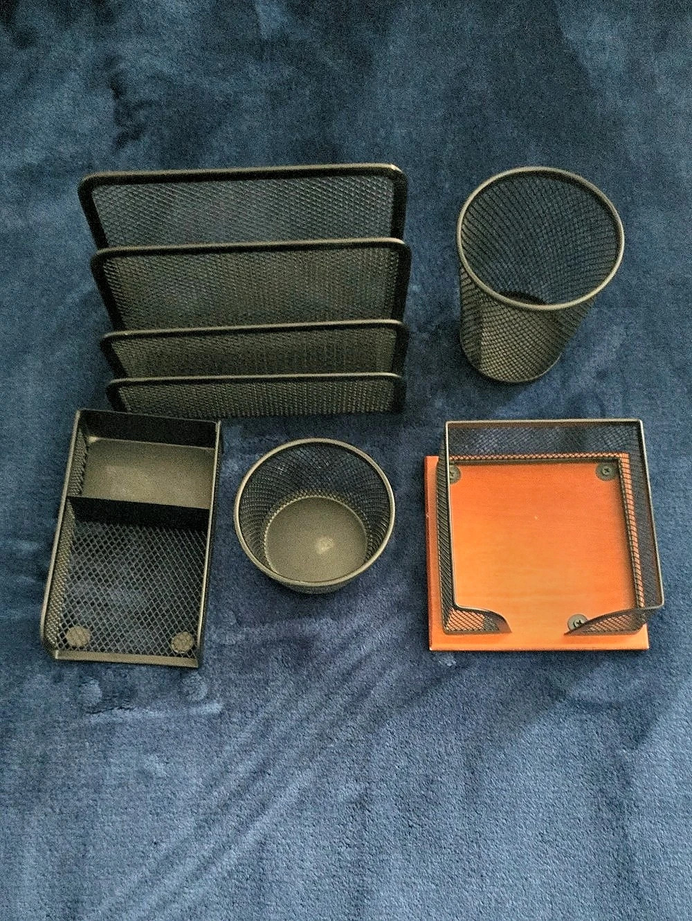 Mesh Desk Organizer Set in Black & Orange